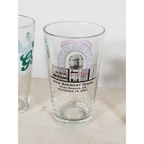 Pint Ale Beer Glasses Grolsch Firestone Walker Brewing Barware Craft Brew Vtg - Picture 7 of 11